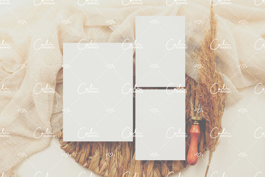 Boho Soft & Pampas 5x7 & 3.5x5 Right Vertical Card Mock-up