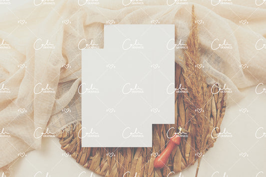 Boho Soft & Pampas 5x7 Card Front & Back Mock-up