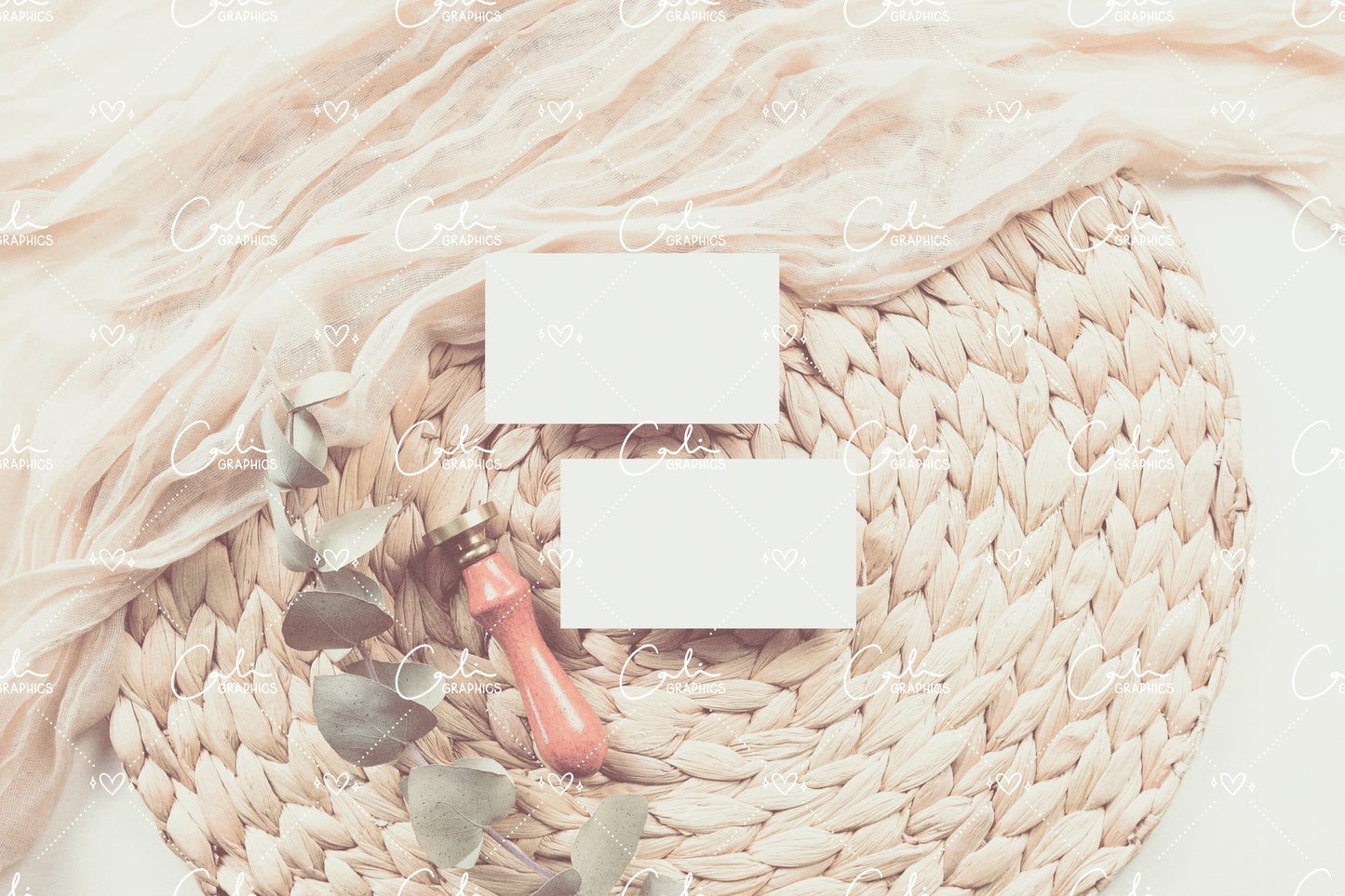 Earth & Eucalyptus 3.5x2 Card Front & Back Mock-up
