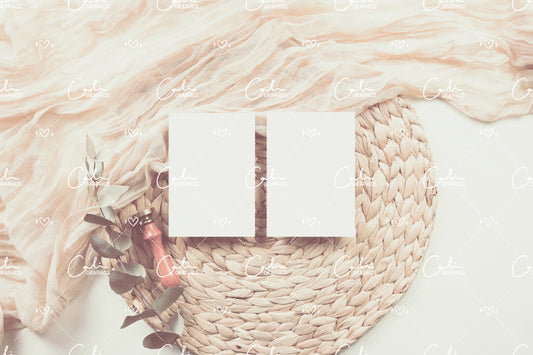 Earth & Eucalyptus 3.5x5 Card Front & Back Mock-up