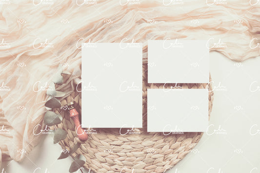 Earth & Eucalyptus 5x7 & 3.5x5 Right Horizontal Card Mock-up