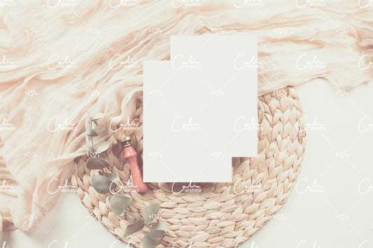 Earth & Eucalyptus 5x7 Card Front & Back Overlap Mock-up
