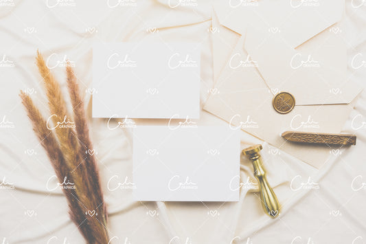 Elegant Cream 3.5x5 Horizontal Card Front & Back Mock-up