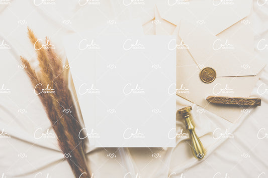 Elegant Cream 5x7 Card Front & Back Mock-up