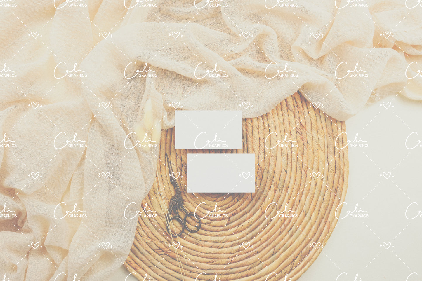 Boho Soft & Bunny Tail 3.5x2 Card Front & Back Mock-up