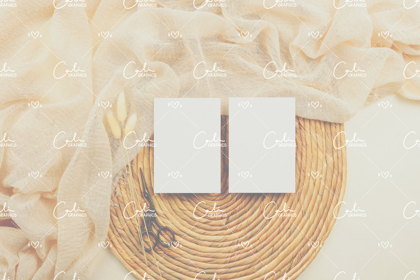Boho Soft & Bunny Tail 3.5x5 Card Front & Back Mock-up
