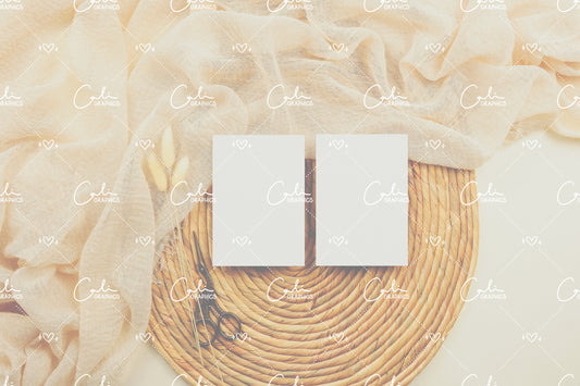 Boho Soft & Bunny Tail 3.5x5 Card Front & Back Mock-up