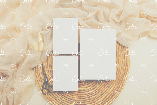 Boho Soft & Bunny Tail 5x7 & 3.5x5 Left Vertical Card Mock-up
