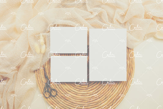 Boho Soft & Bunny Tail 5x7 & 3.5x5 Left Horizontal Card Mock-up