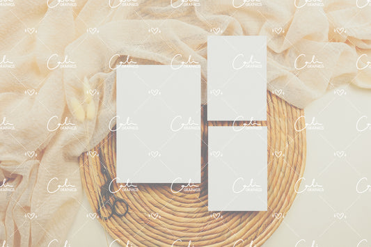 Boho Soft & Bunny Tail 5x7 & 3.5x5 Right Vertical Card Mock-up