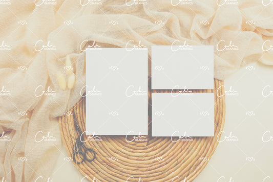 Boho Soft & Bunny Tail 5x7 & 3.5x5 Right Horizontal Card Mock-up