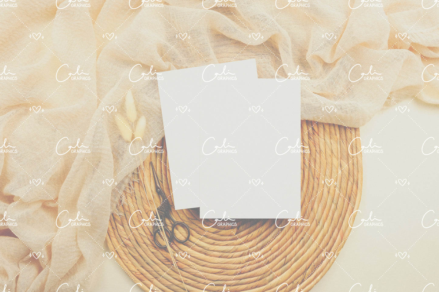 Boho Soft & Bunny Tail 5x7 Card Front & Back Mock-up