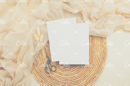 Boho Soft & Bunny Tail 5x7 Card Front & Back Mock-up