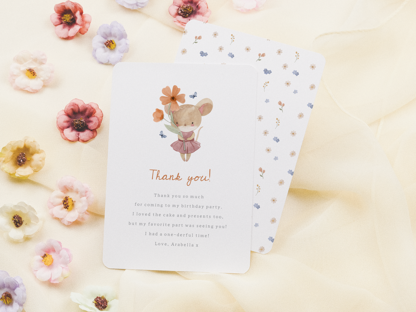 Little Mouse Wild One Wildflower First Birthday Party Invitation Bundle