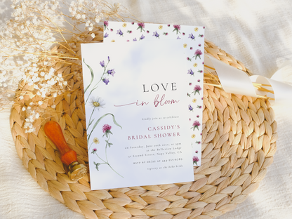 Love in Bloom Wildflower Bridal Shower Invitation Bundle
