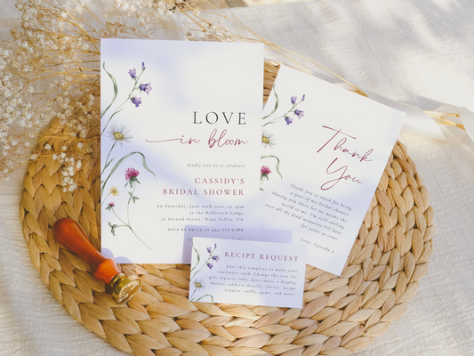 Love in Bloom Wildflower Bridal Shower Invitation Bundle