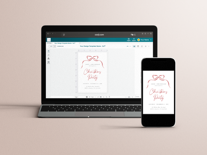 Elegant Minimalist Bow Christmas Holiday Party Invitation