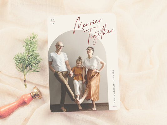 Merrier Together Arch Photo Christmas Holiday Card