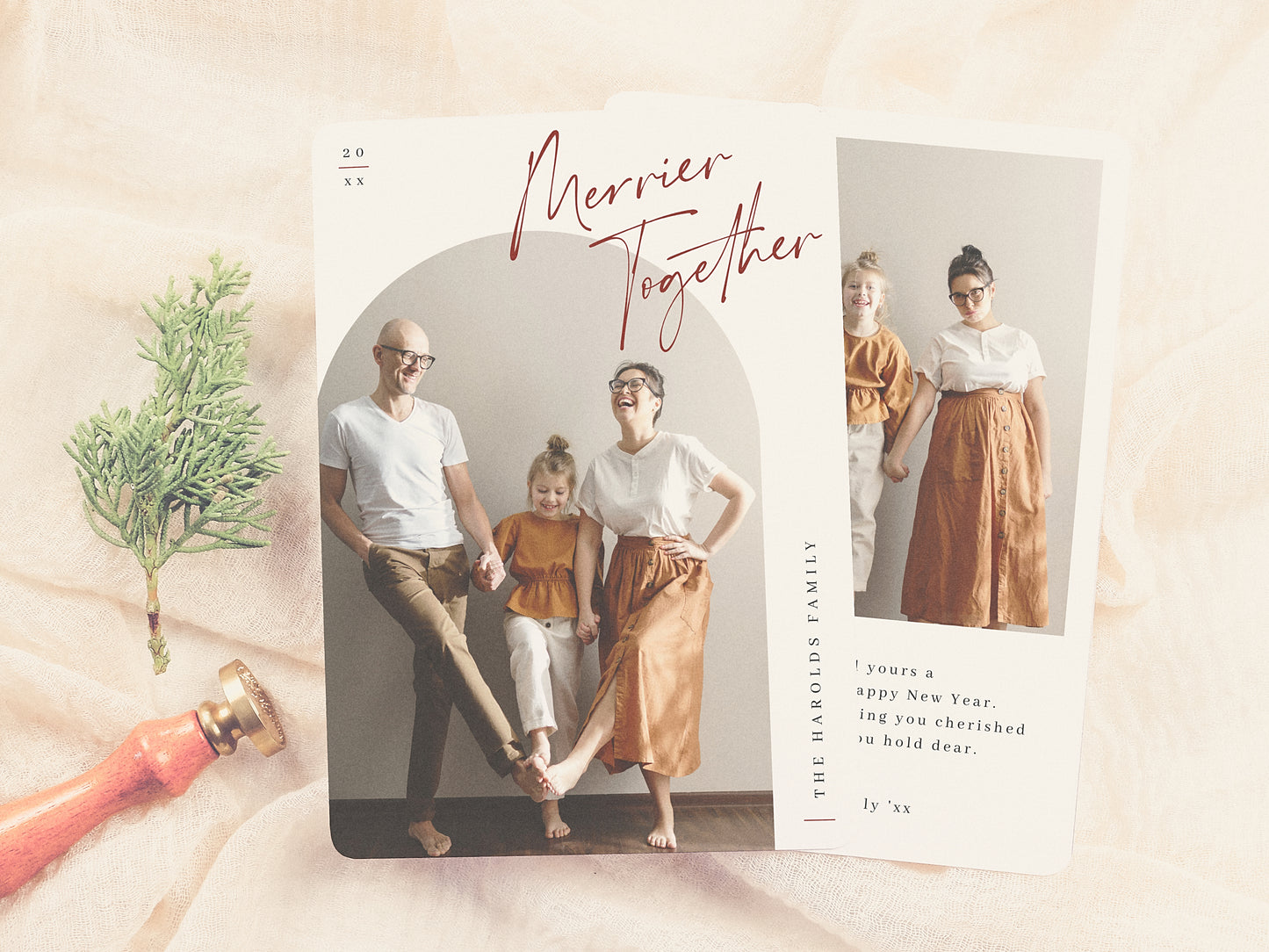 Merrier Together Arch Photo Christmas Holiday Card