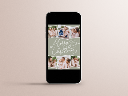 Sage Green Calligraphy Christmas Holiday Photo Card