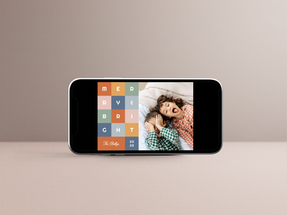 Merry & Bright Modern Colorful Christmas Photo Card