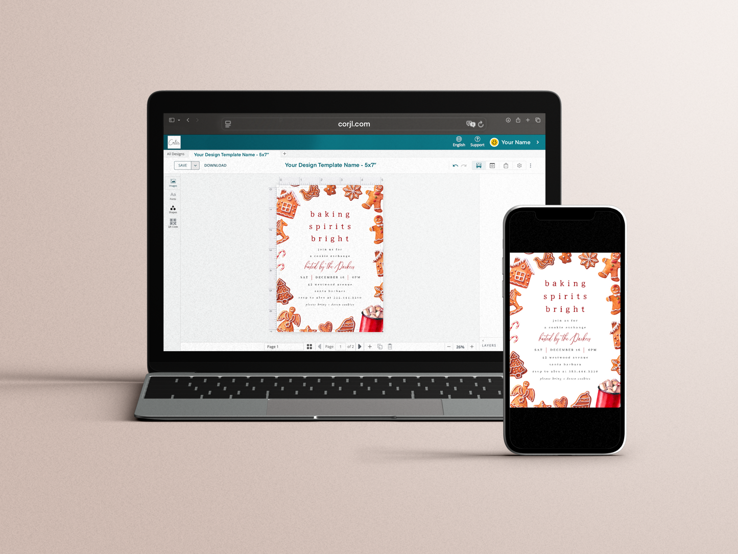 Baking Spirits Bright Cookie Exchange Christmas Invitation