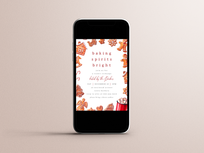 Baking Spirits Bright Cookie Exchange Christmas Invitation