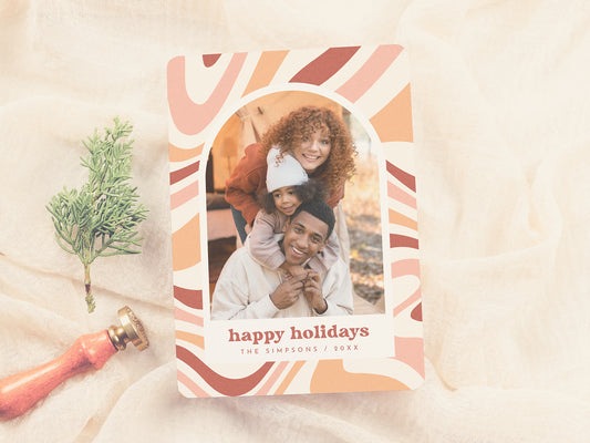 Modern Arch Groovy Christmas Holiday Photo Card