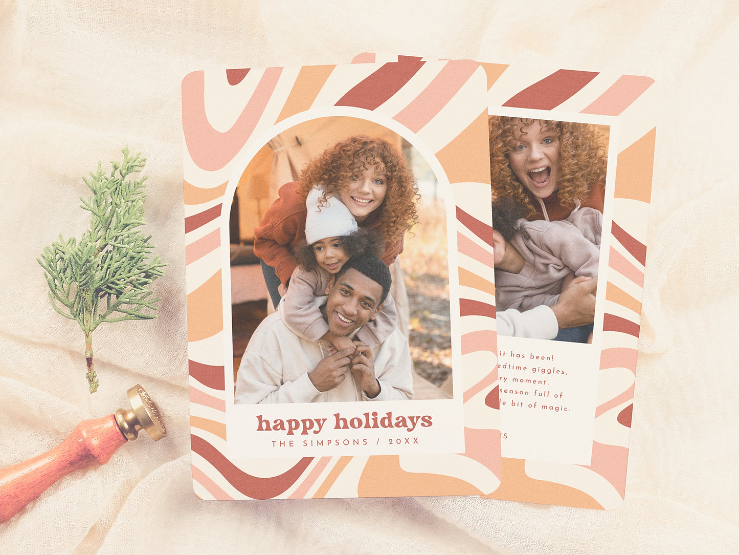 Modern Arch Groovy Christmas Holiday Photo Card