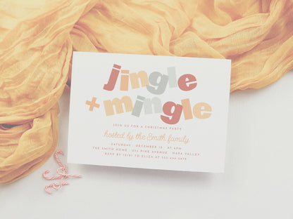 Modern Jingle & Mingle Christmas Holiday Party Invitation