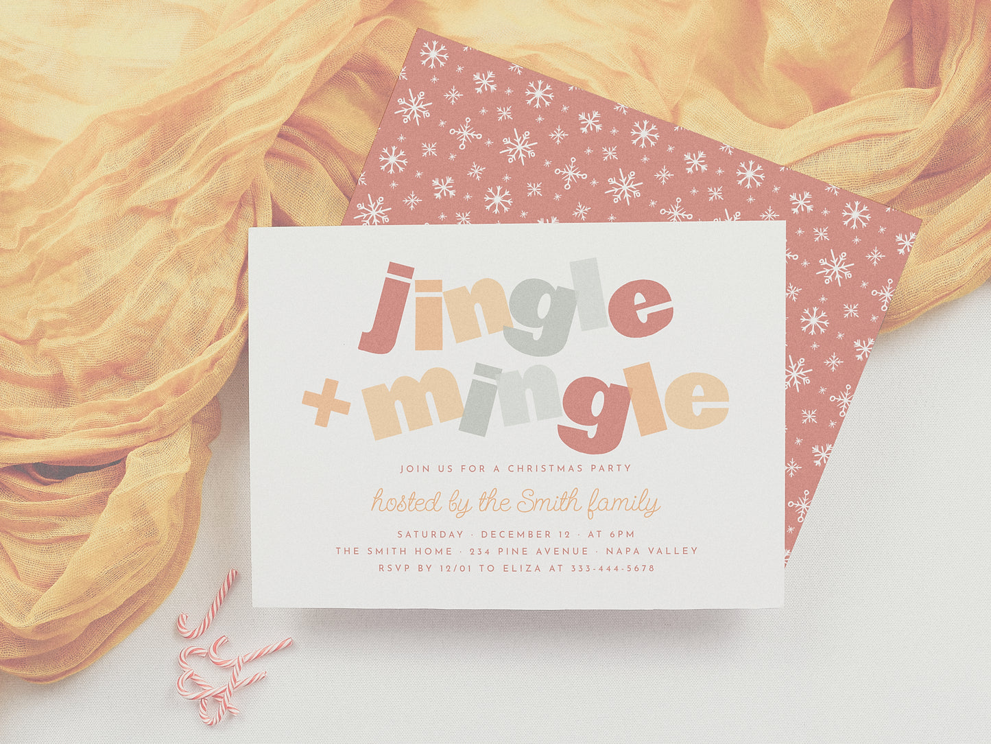 Modern Jingle & Mingle Christmas Holiday Party Invitation