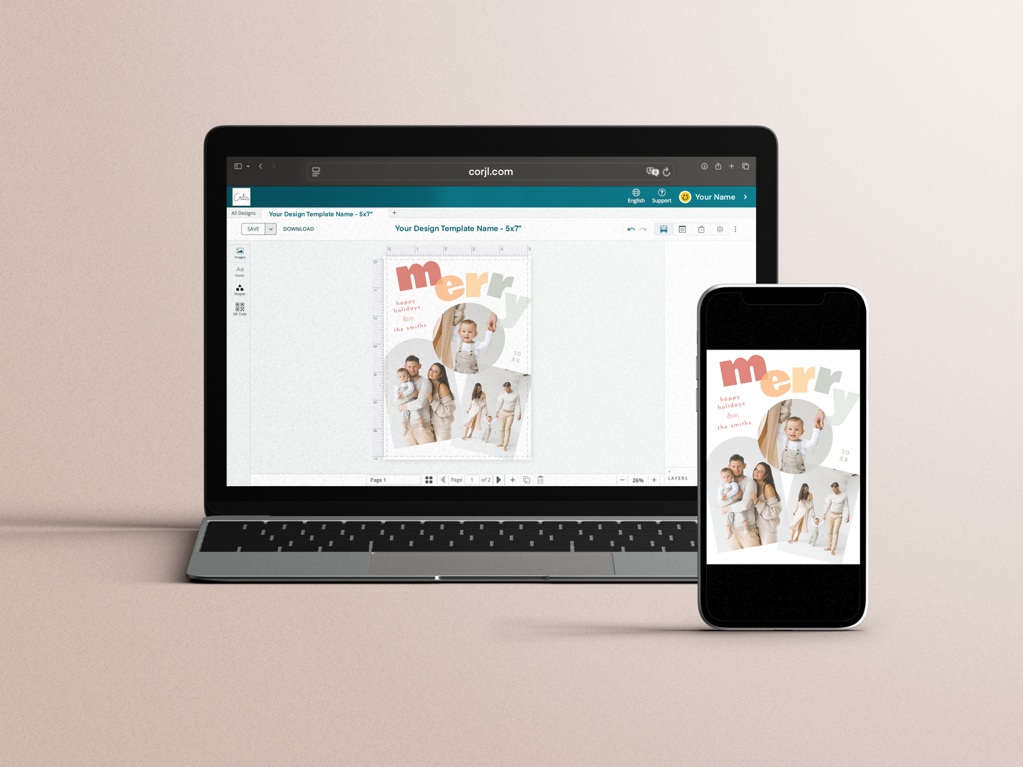 Modern Merry Arch Christmas Photo Collage Holiday Card