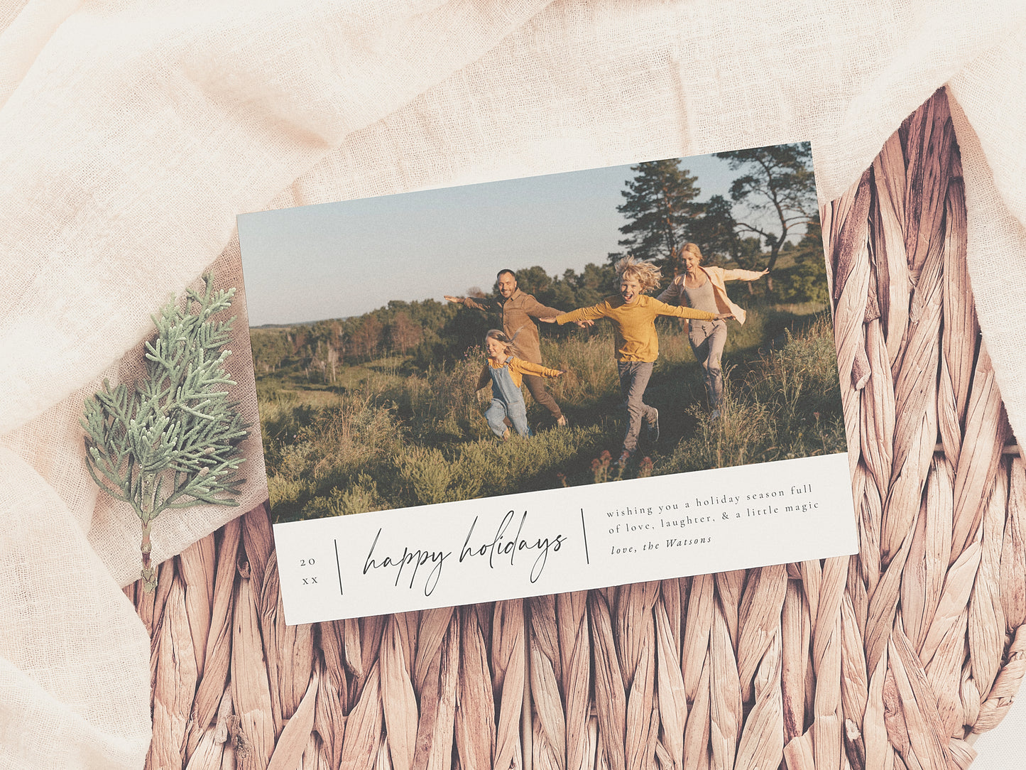 Modern Minimal Happy Holidays Christmas Holiday Card