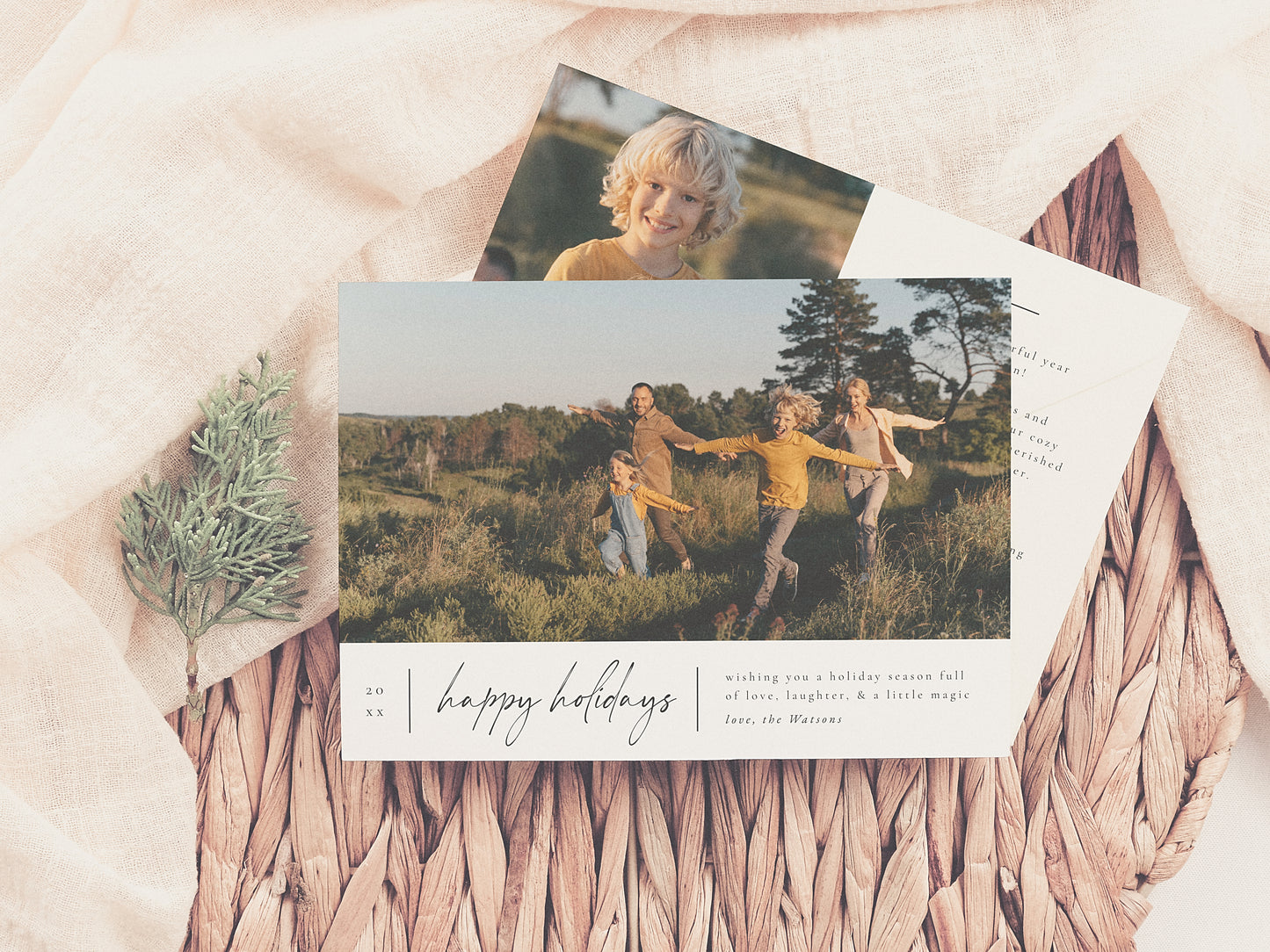 Modern Minimal Happy Holidays Christmas Holiday Card