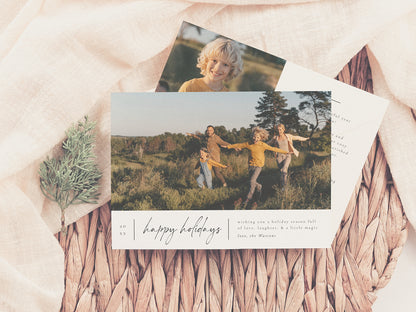 Modern Minimal Happy Holidays Christmas Holiday Card