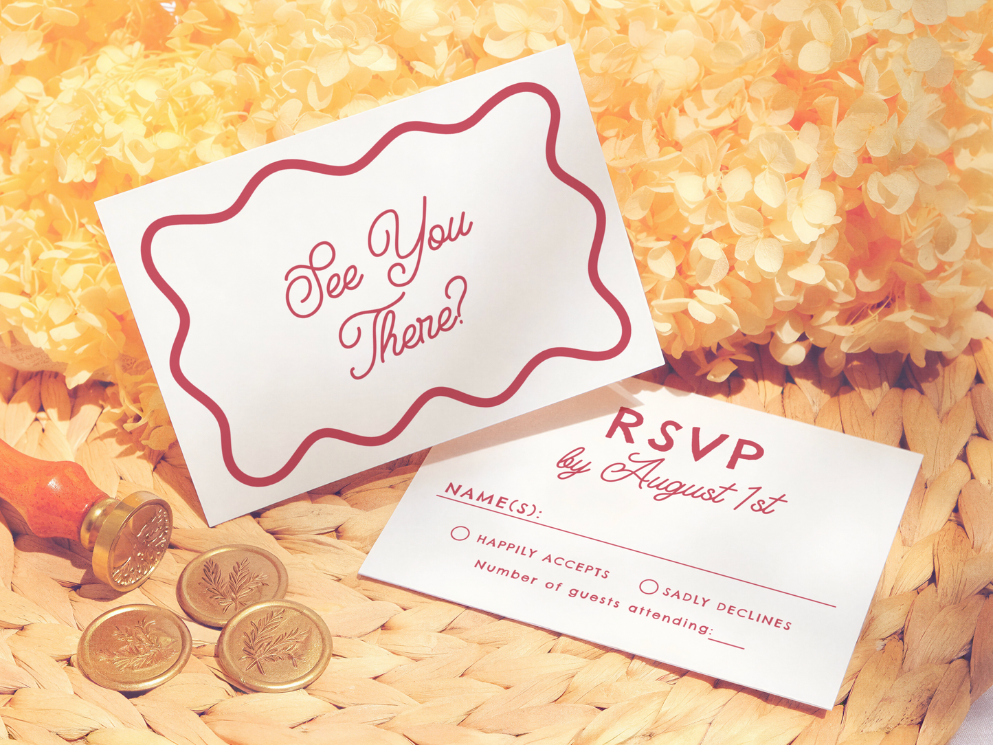 Wavy Frame Whimsical 70/80s Retro Wedding Invitation Suite