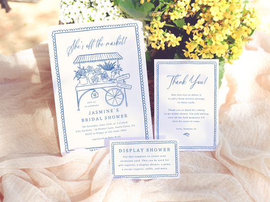 Whimsical Flower Market Bridal Shower Invitation Bundle