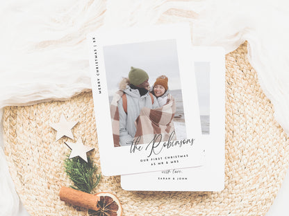 Our First Christmas Modern Newlywed Christmas Photo Card
