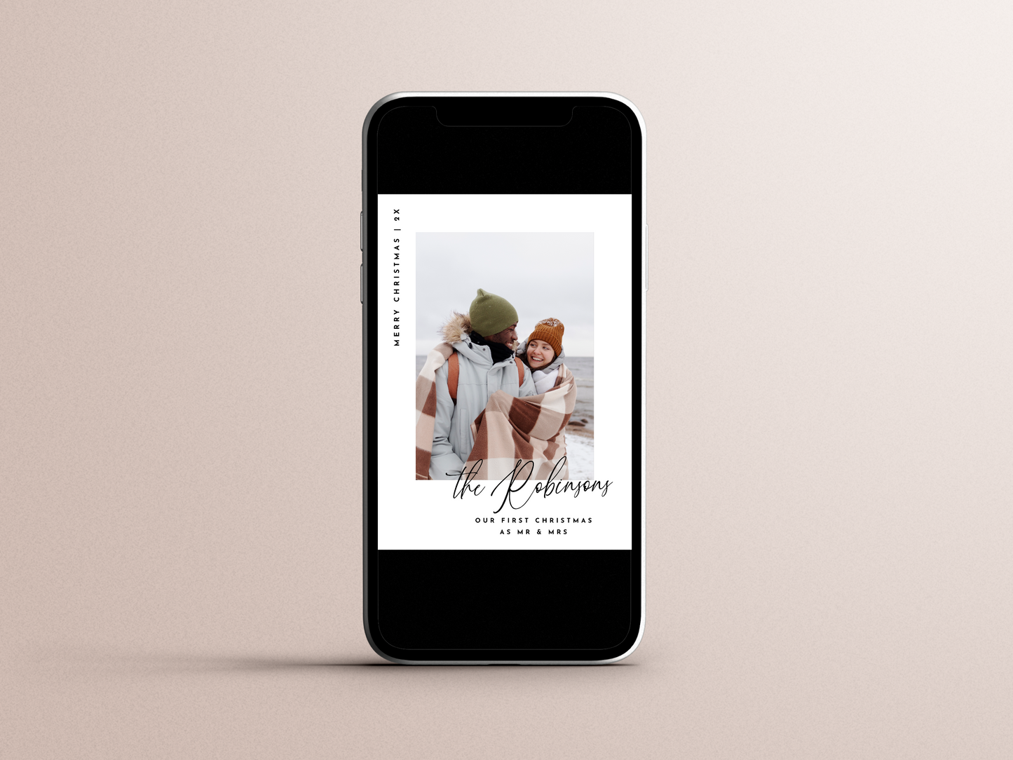 Our First Christmas Modern Newlywed Christmas Photo Card