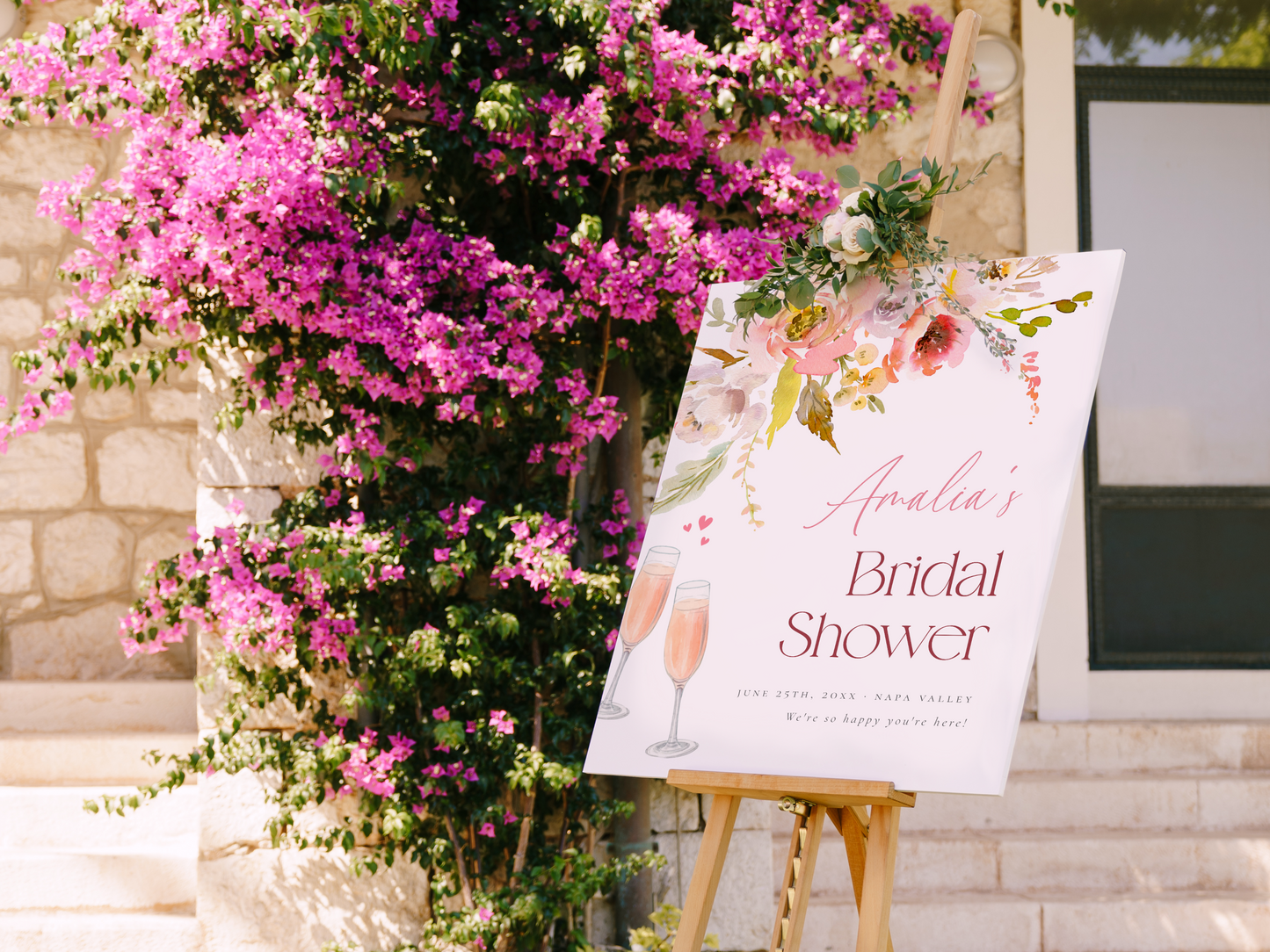 Petals & Prosecco Floral Arch Bridal Shower Invitation Bundle