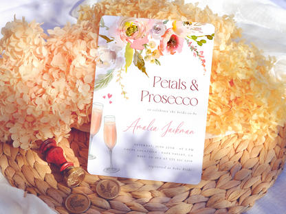 Petals & Prosecco Floral Arch Bridal Shower Invitation Bundle