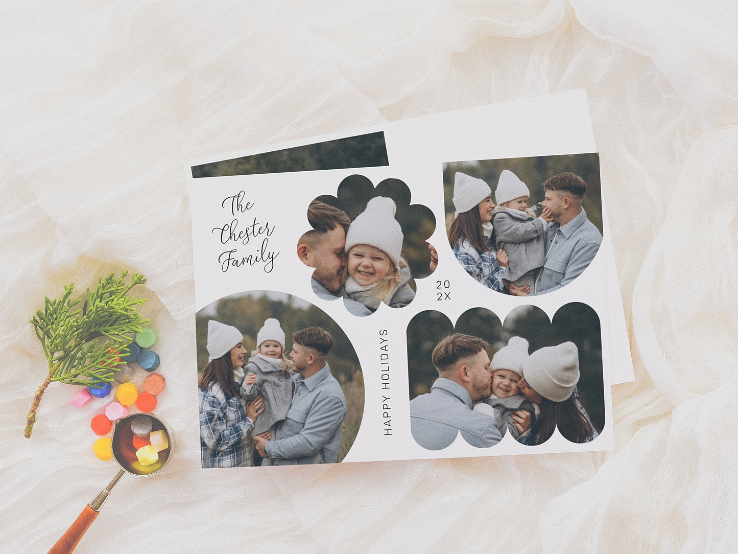 Playful Shapes Modern Christmas Photo Collage Holiday Card