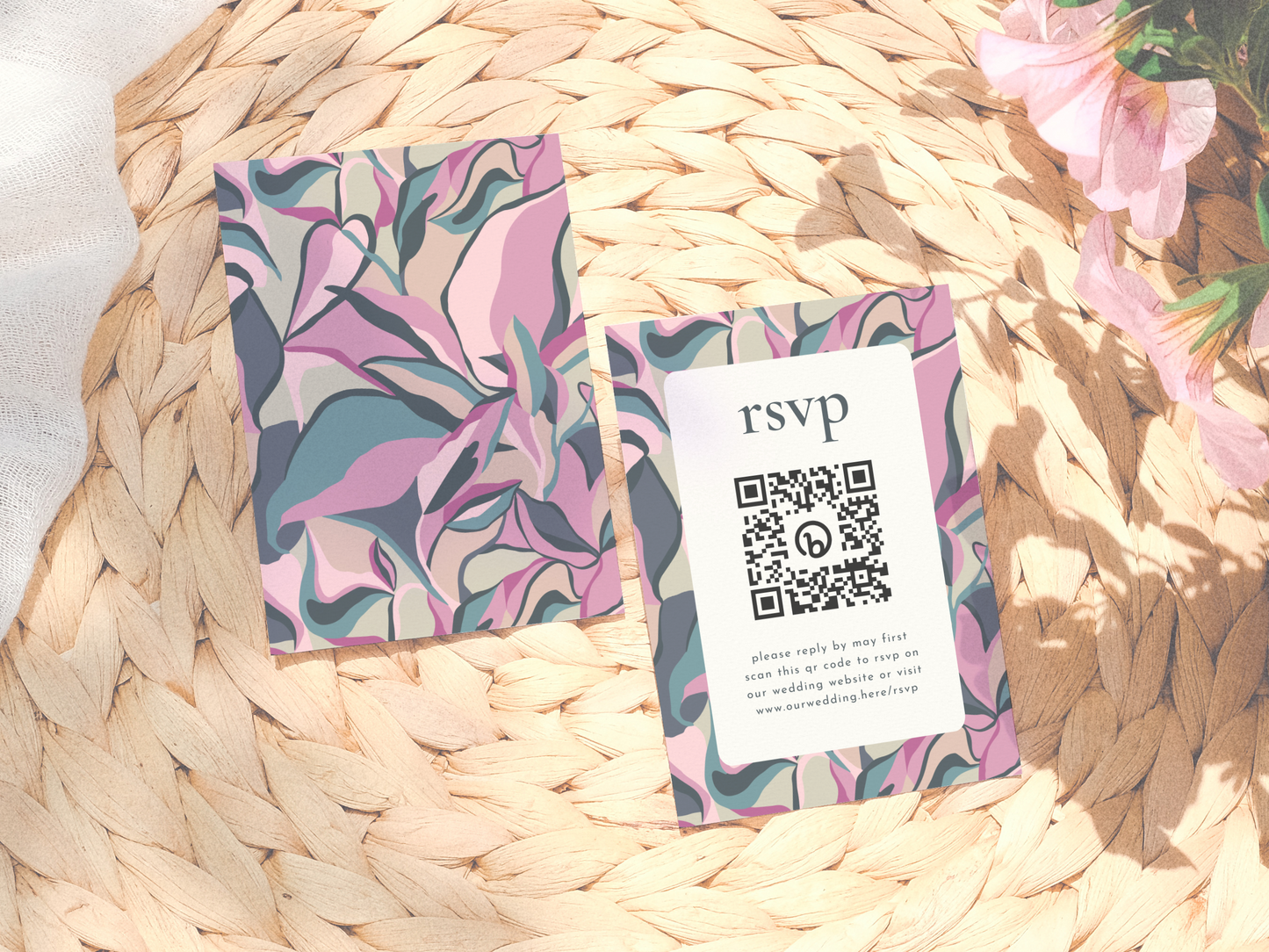 Maximalist Bold Colorful Floral Wedding Invitation Suite