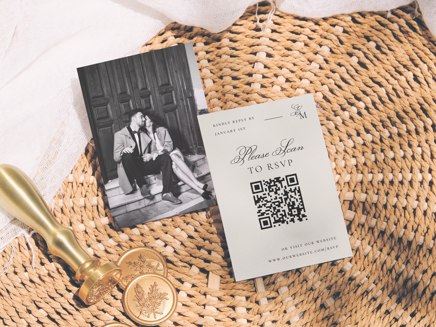 Minimalist Editorial Photo Luxury Wedding Invitation Suite