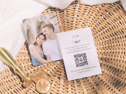 Minimalist Monogram Elegant Formal Photo Wedding Invitation Suite