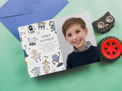 Robot Birthday Party Invitation Bundle