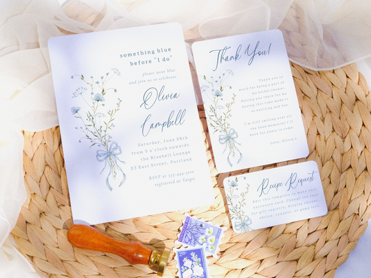 Something Blue Wildflower Bridal Shower Invitation Bundle