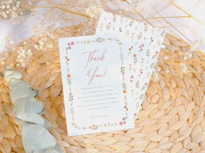 Delicate Boho Wildflower Arch Bridal Shower Invitation Bundle