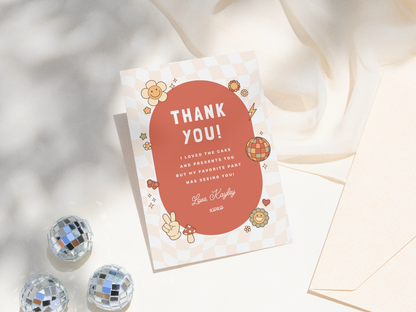 Groovy Daisy Retro Girl Birthday Party Invitation Bundle