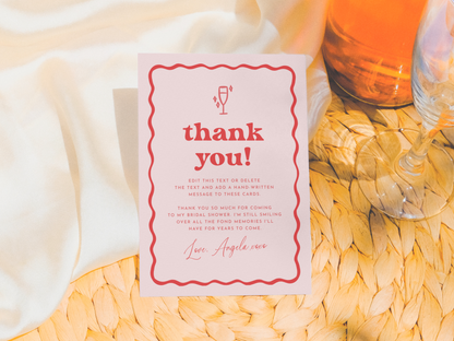 Retro Groovy Pink & Red Bridal Brunch Invitation Bundle